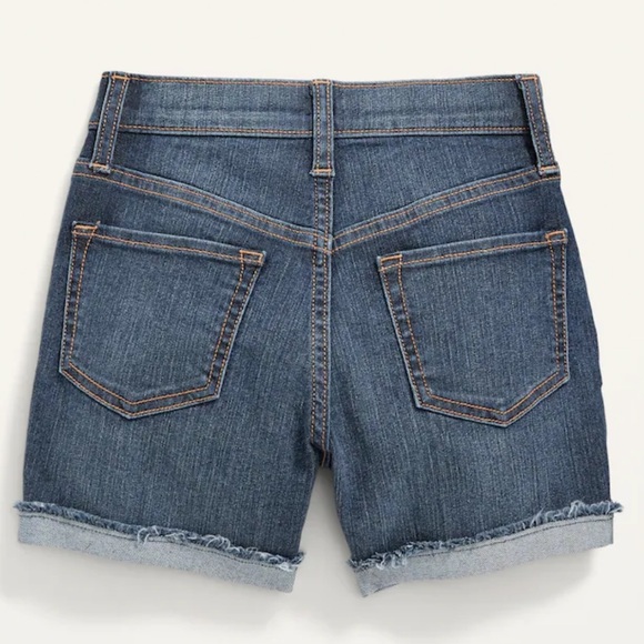 NWT Girls High-Waisted Roll-Cuffed Cut-Off Jean Shorts - Picture 2 of 2